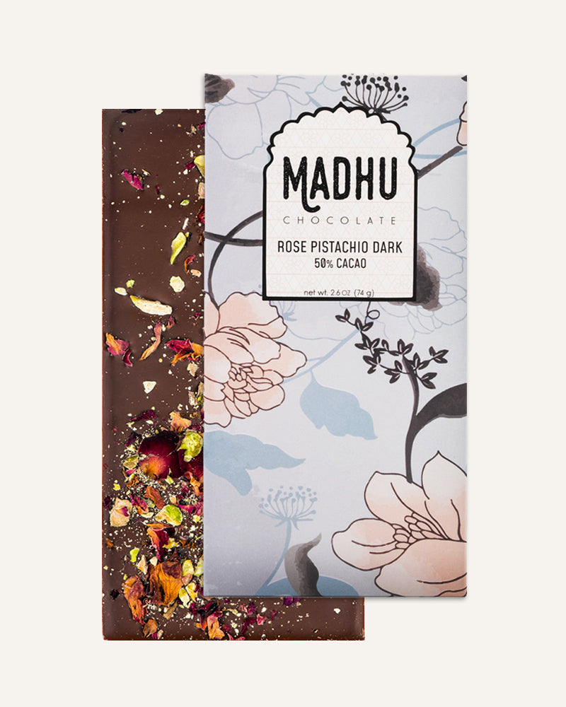 Rose Pistachio 50% Cocoa Chocolate Bar