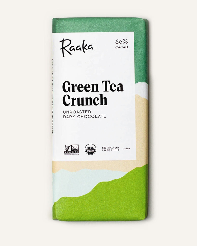 Green Tea Crunch Unroasted Dark Chocolate Bar