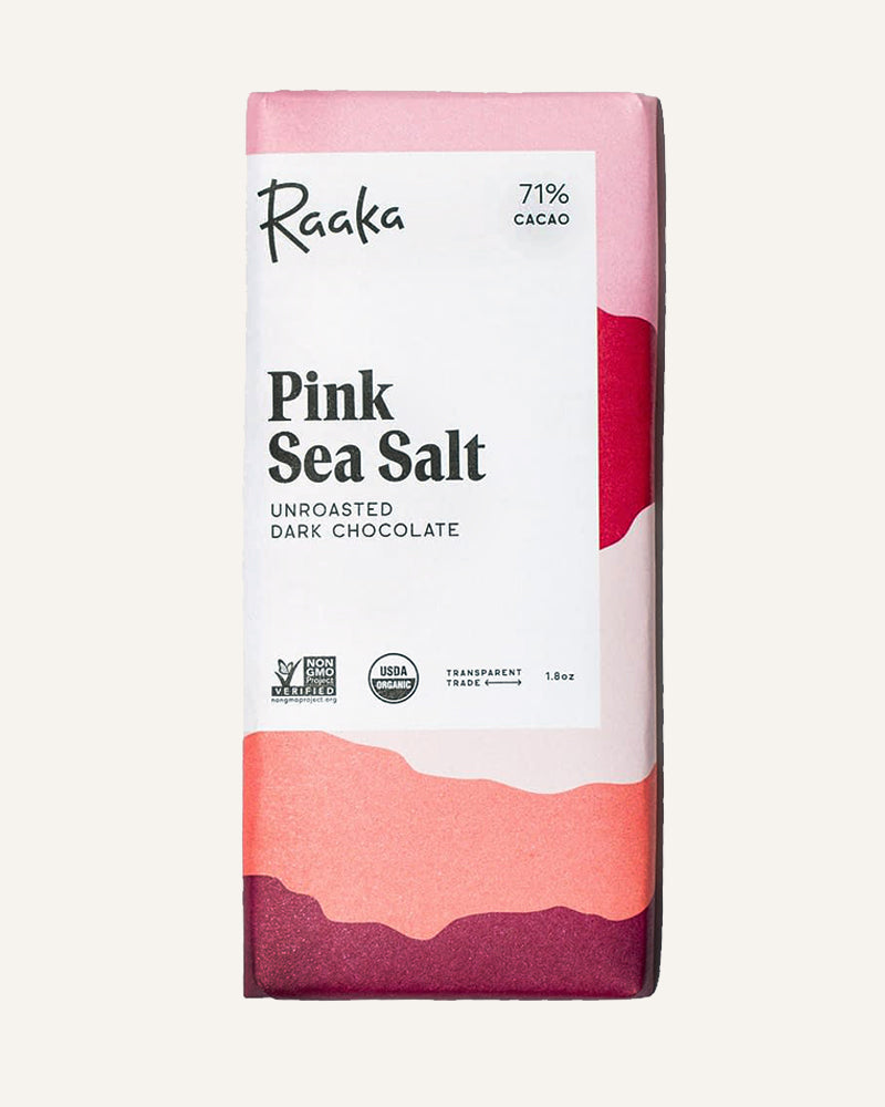 Pink Sea Salt Unroasted Dark Chocolate Bar